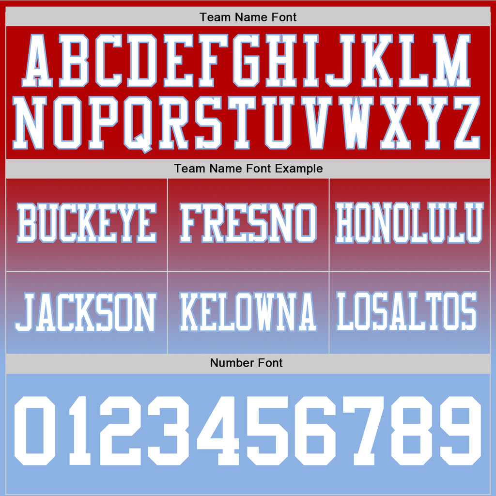 Custom Red White-Light Blue Authentic Fade Fashion Football Jersey