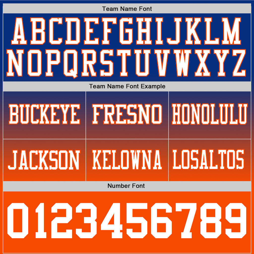 Custom Royal White-Orange Mesh Authentic Fade Fashion Football Jersey