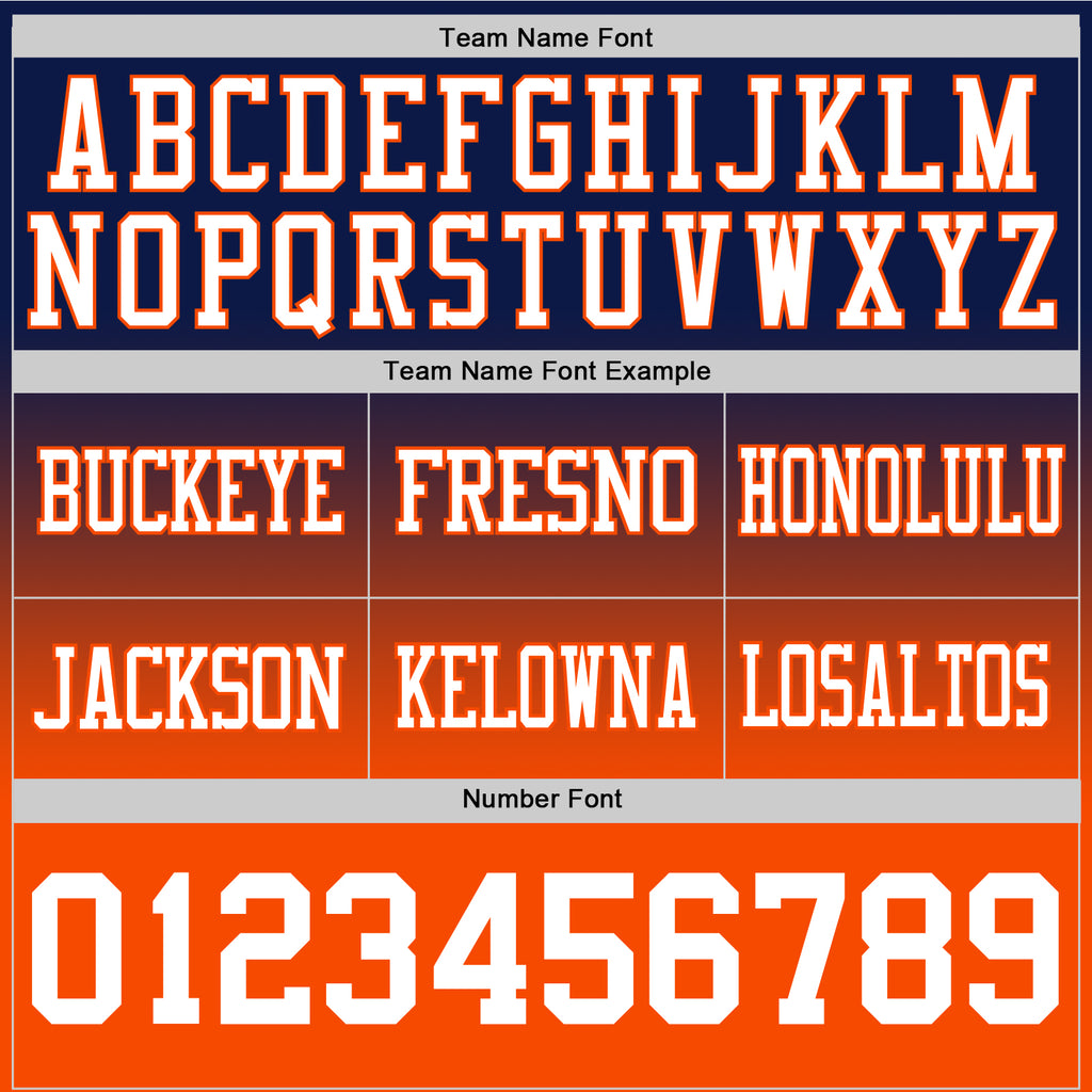 Custom Navy White-Orange Authentic Fade Fashion Football Jersey