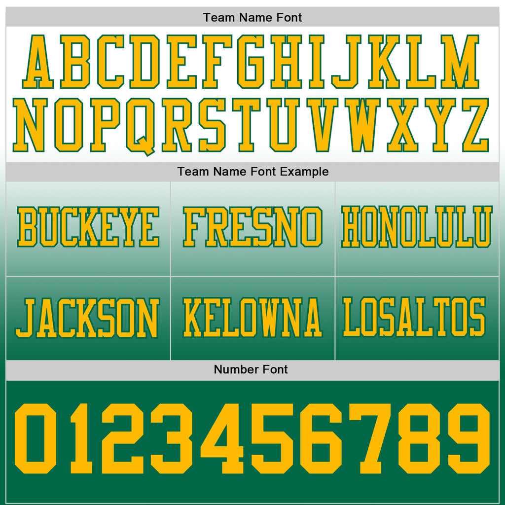 Custom White Gold-Kelly Green Authentic Fade Fashion Football Jersey