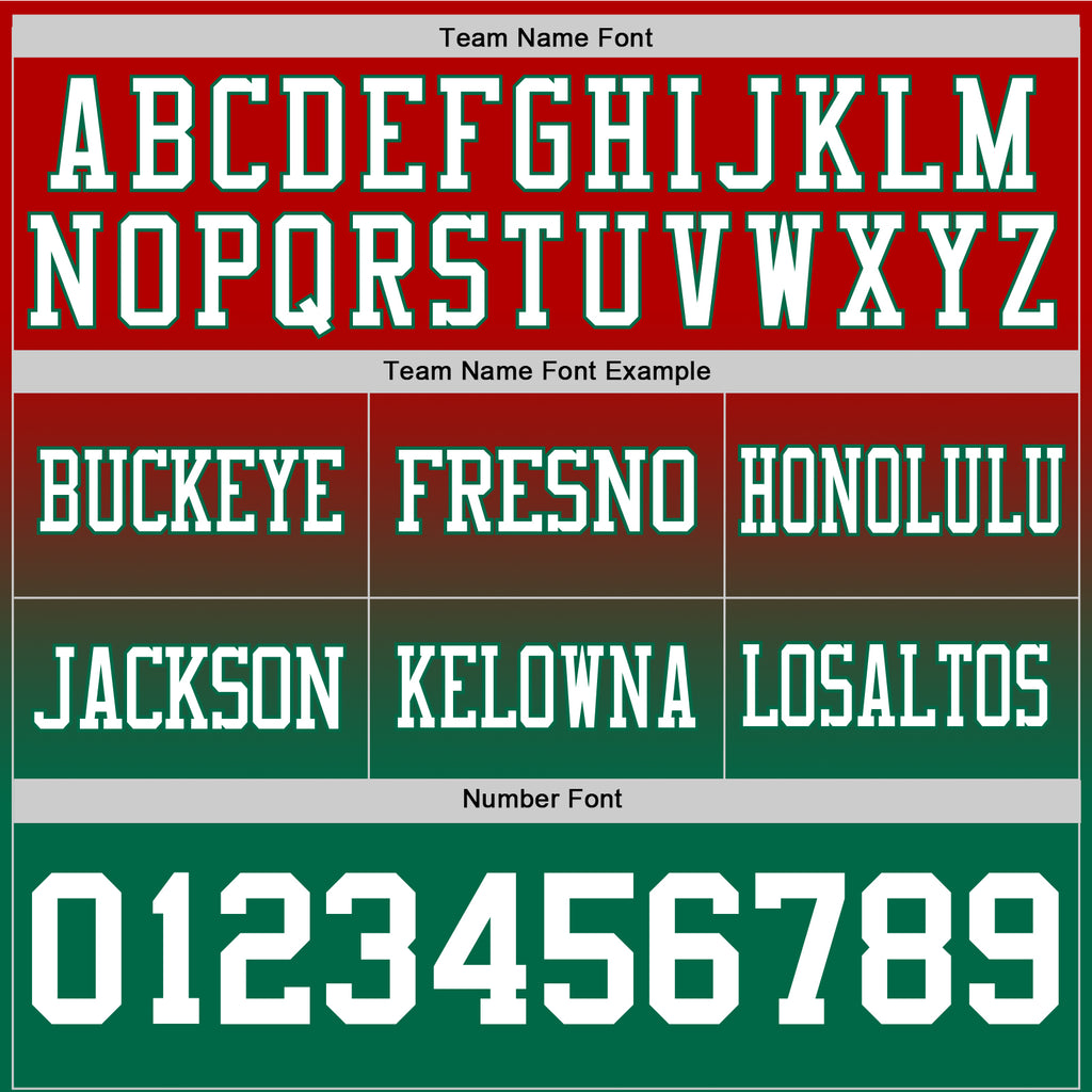 Custom Red White-Kelly Green Authentic Fade Fashion Football Jersey