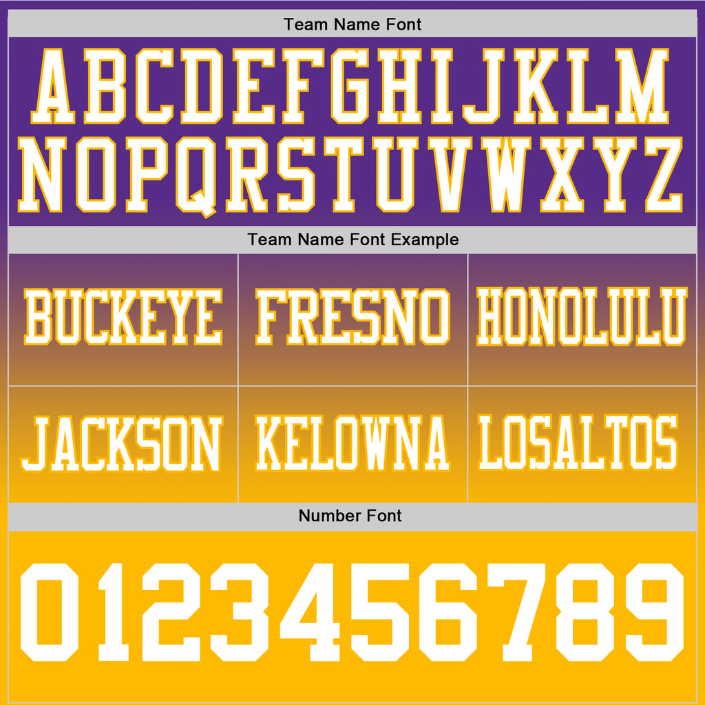 Custom Purple White-Gold Authentic Fade Fashion Football Jersey