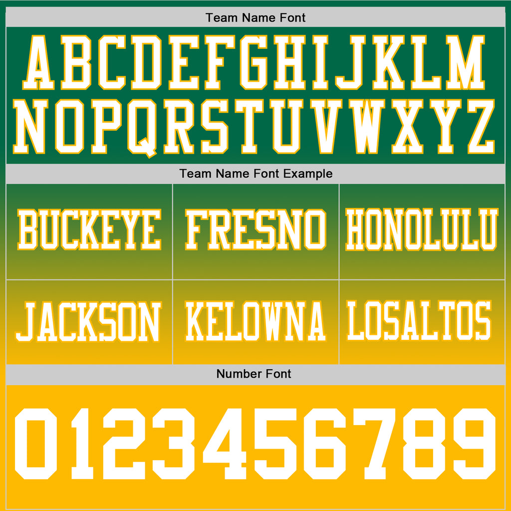 Custom Kelly Green White-Gold Authentic Fade Fashion Football Jersey