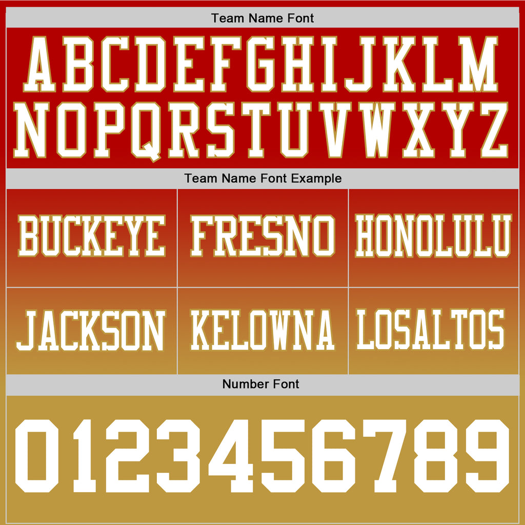 Custom Red White-Old Gold Authentic Fade Fashion Football Jersey