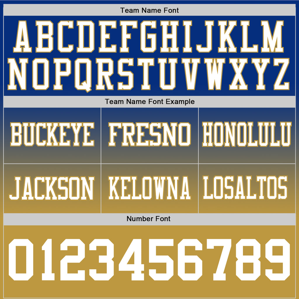 Custom Royal White-Old Gold Mesh Authentic Fade Fashion Football Jersey