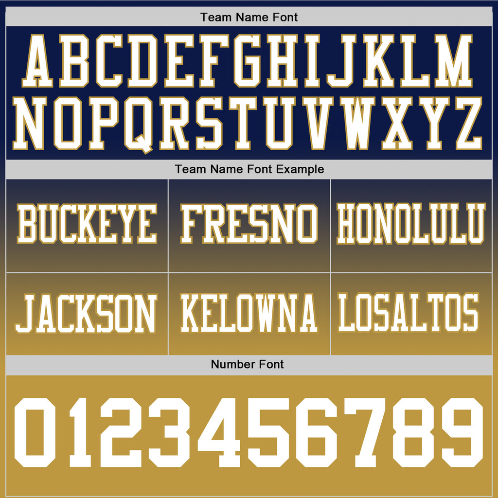 Custom Navy White-Old Gold Authentic Fade Fashion Football Jersey