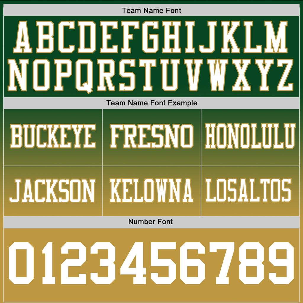 Custom Green White-Old Gold Authentic Fade Fashion Football Jersey