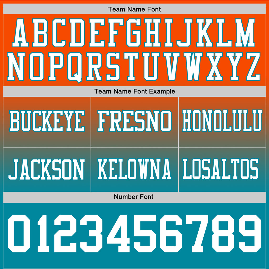Custom Orange White-Teal Mesh Authentic Fade Fashion Football Jersey