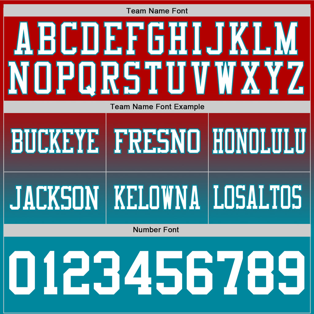 Custom Red White-Teal Authentic Fade Fashion Football Jersey
