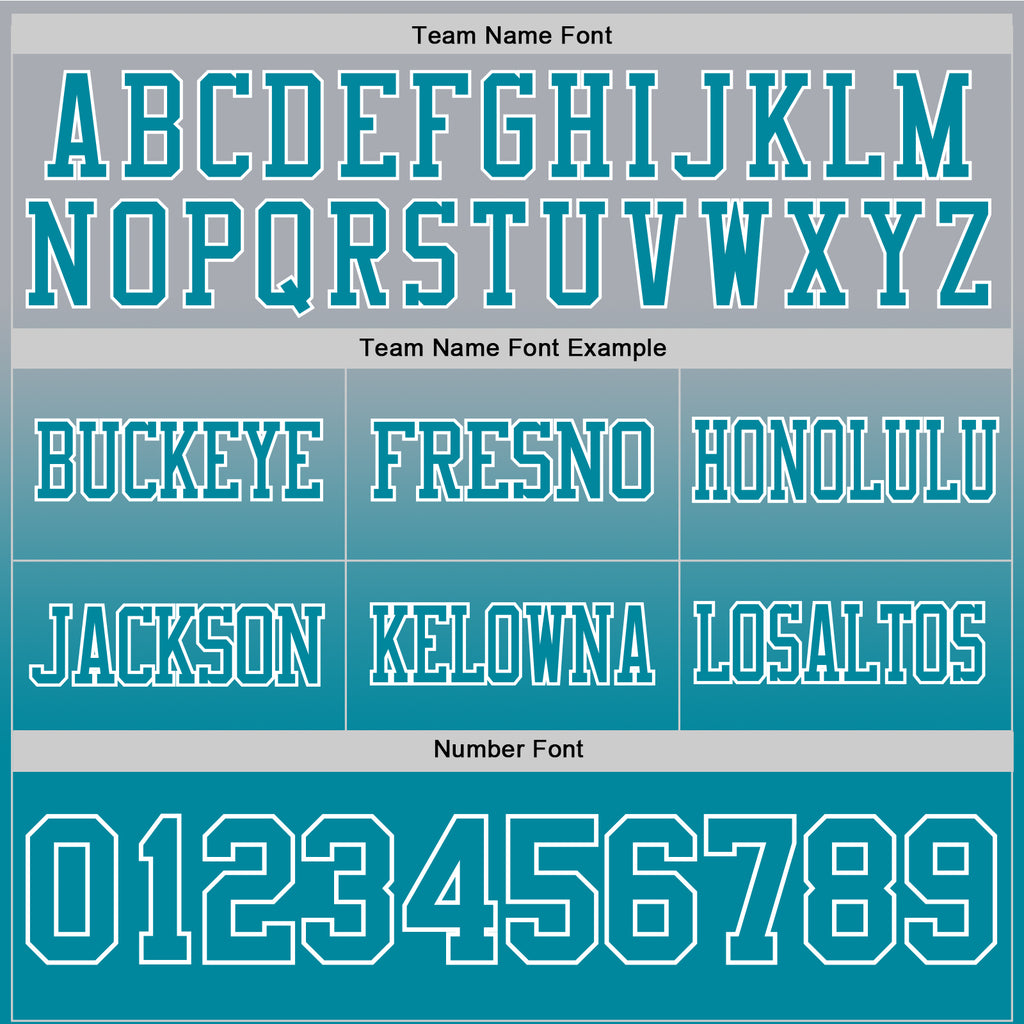 Custom Gray Teal-White Authentic Fade Fashion Football Jersey