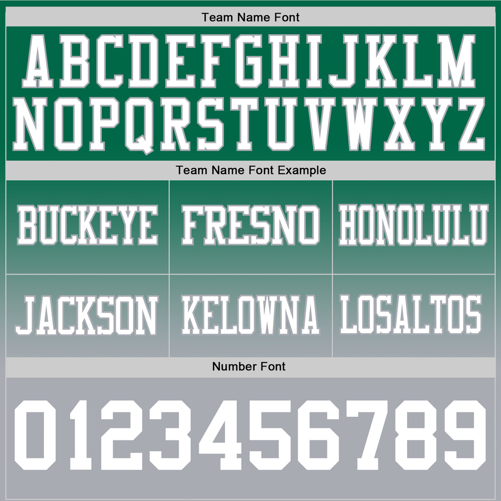 Custom Kelly Green White-Gray Authentic Fade Fashion Football Jersey