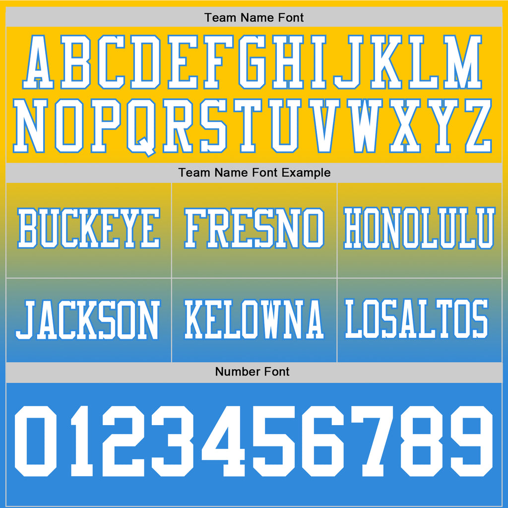 Custom Yellow White-Powder Blue Authentic Fade Fashion Football Jersey