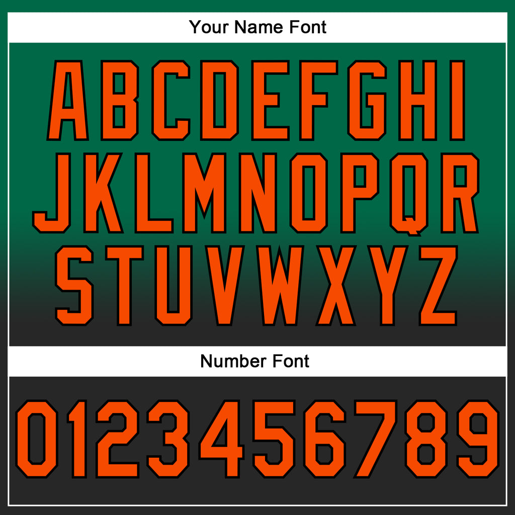 Custom Stitched Kelly Green Orange-Black Fade Fashion Sports Pullover Sweatshirt Hoodie