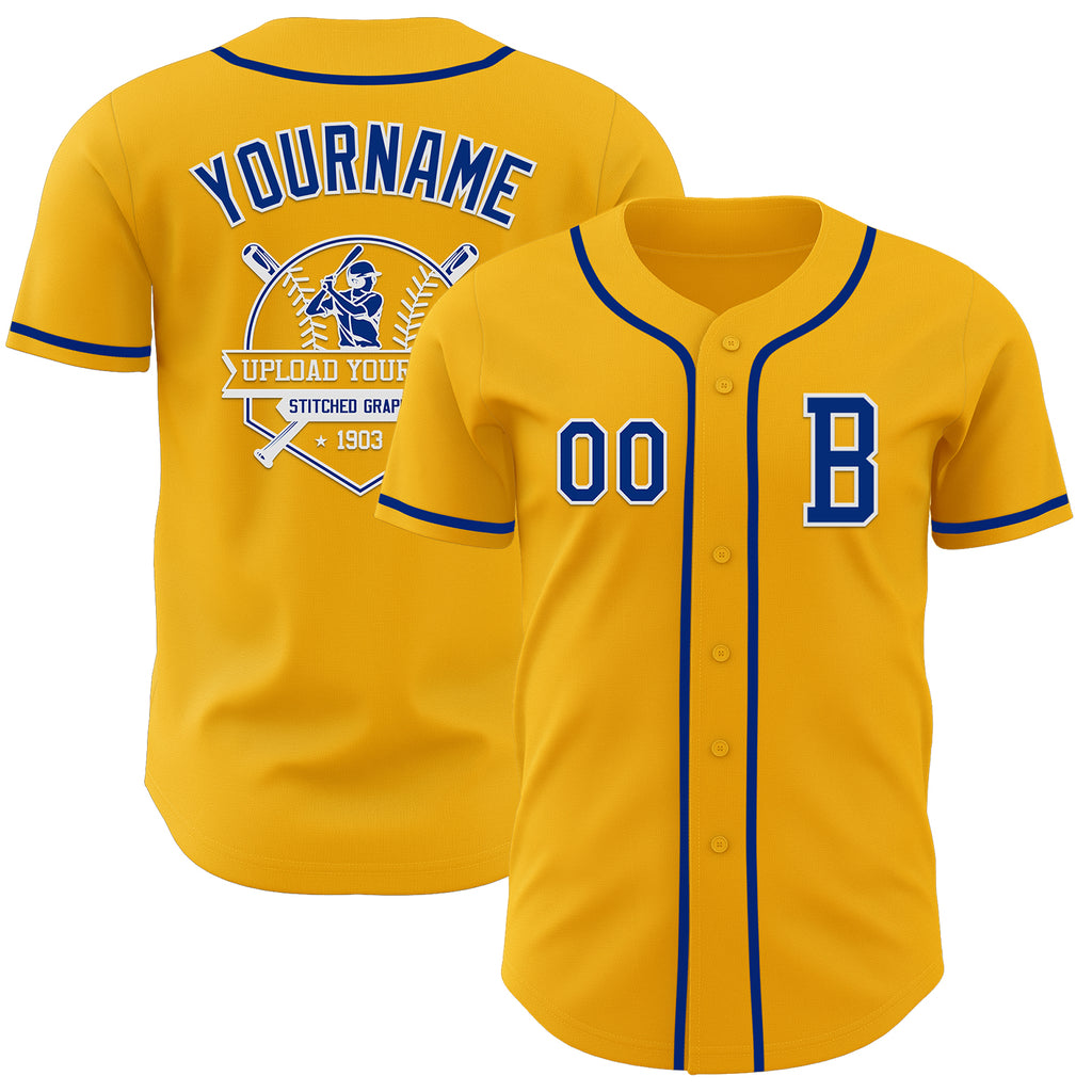 Custom Gold Royal-White Authentic Baseball Jersey