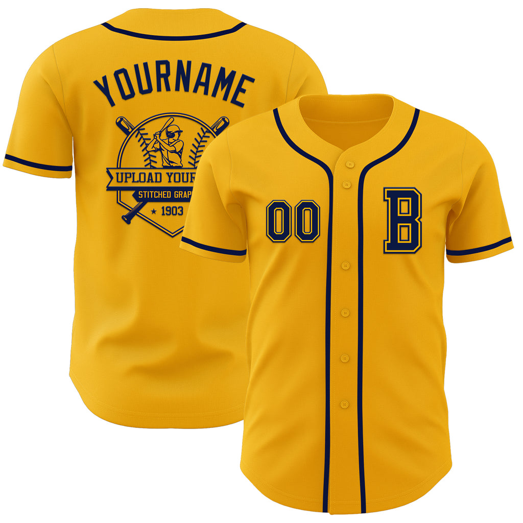 Custom Gold Navy Authentic Baseball Jersey