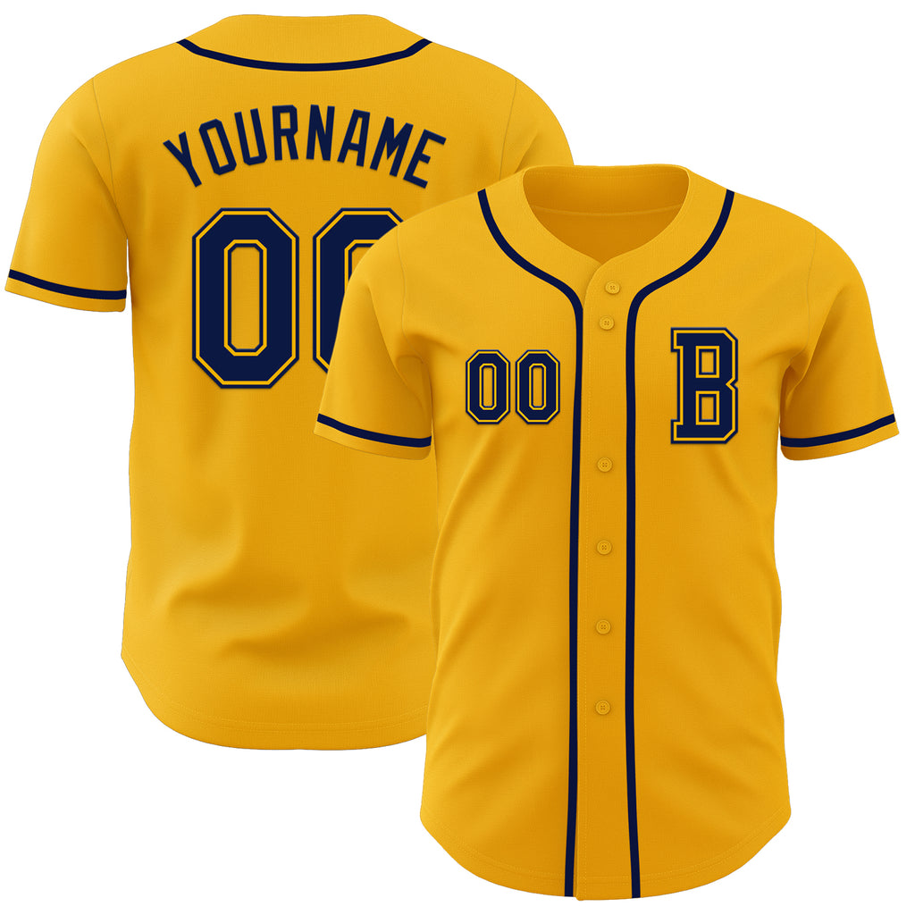 Custom Gold Navy Authentic Baseball Jersey