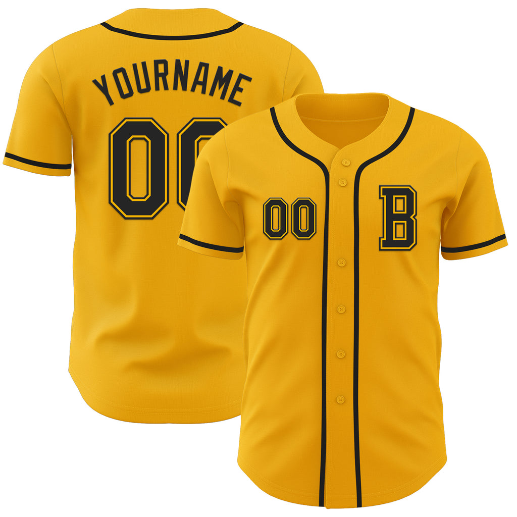 Custom Gold Black Authentic Baseball Jersey