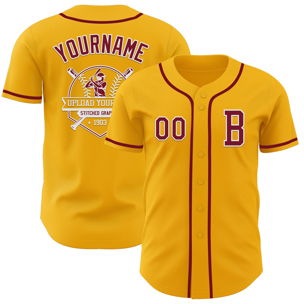 Custom Gold Crimson-White Authentic Baseball Jersey