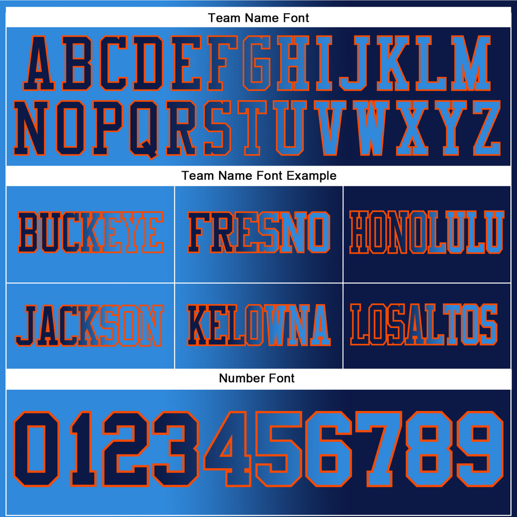 Custom Navy Powder Blue-Orange Mesh Authentic Gradient Fashion Football Jersey