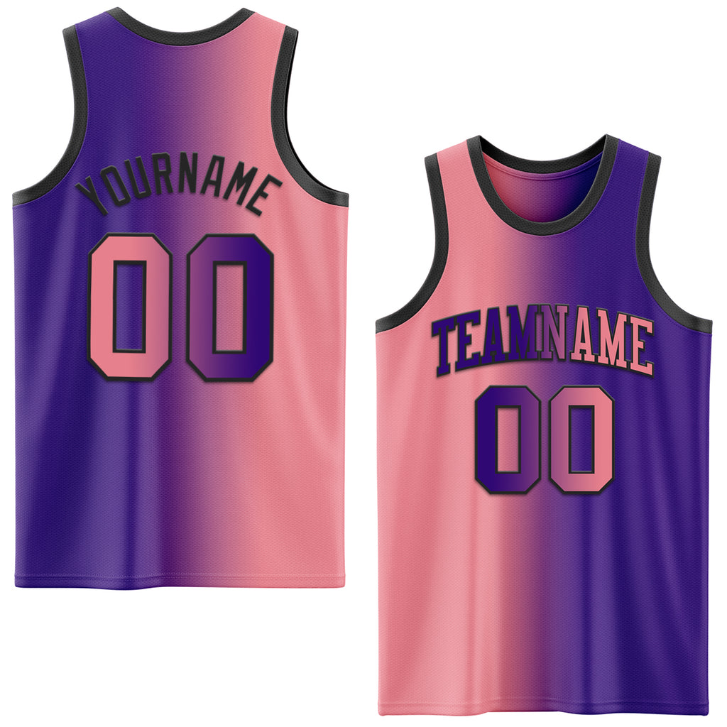 Custom Purple Medium Pink-Black Authentic Gradient Fashion Basketball Jersey