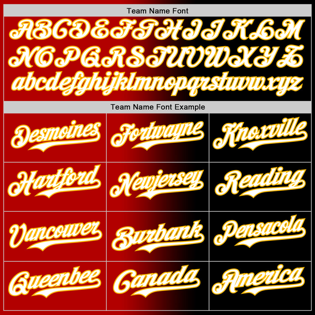Custom Black White Red-Gold Authentic Gradient Fashion Baseball Jersey