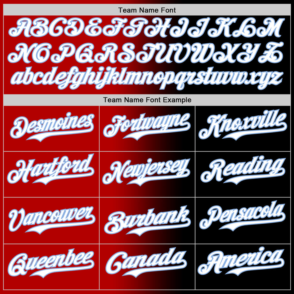 Custom Black White Red-Light Blue Authentic Gradient Fashion Baseball Jersey