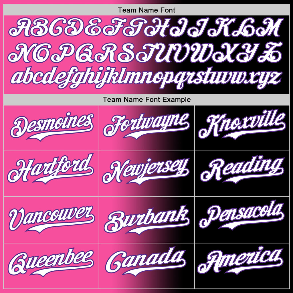 Custom Black White Pink-Purple Authentic Gradient Fashion Baseball Jersey