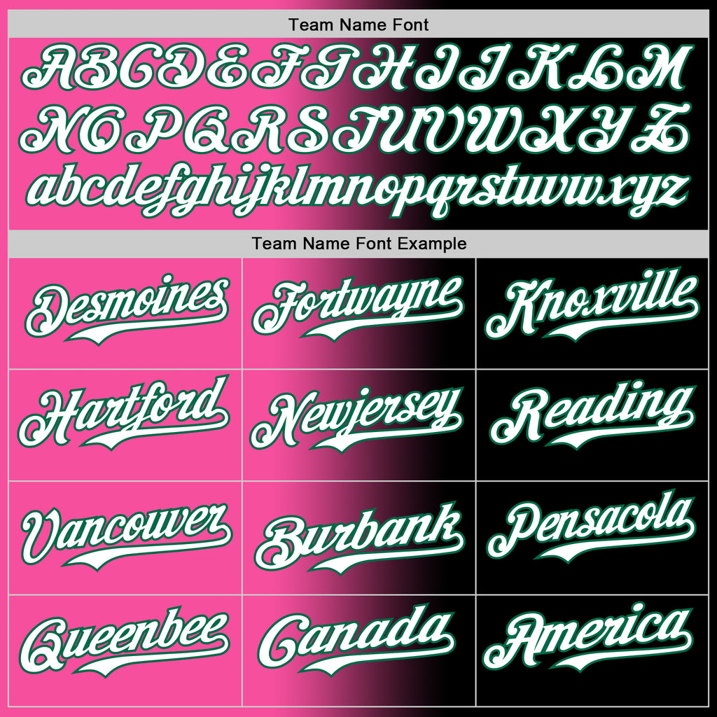 Custom Black White Pink-Kelly Green Authentic Gradient Fashion Baseball Jersey