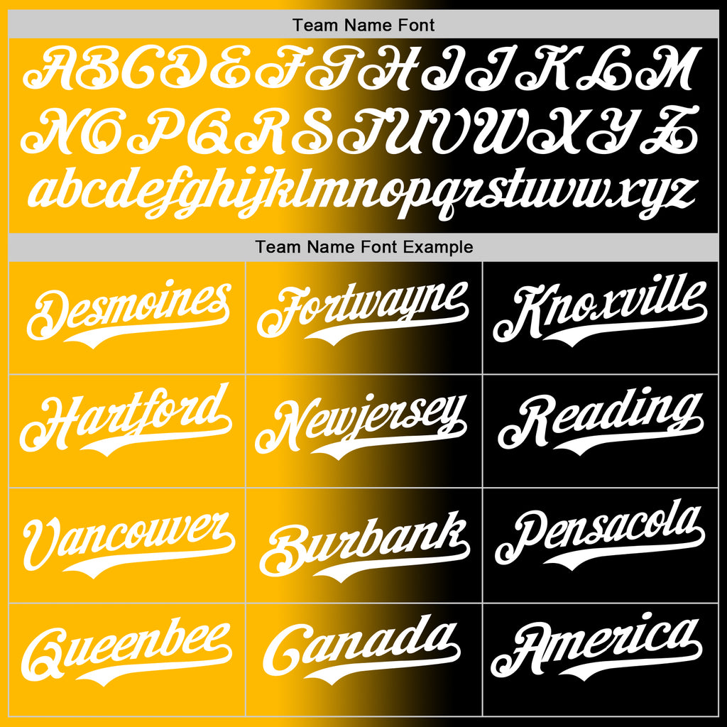 Custom Black White-Gold Authentic Gradient Fashion Baseball Jersey