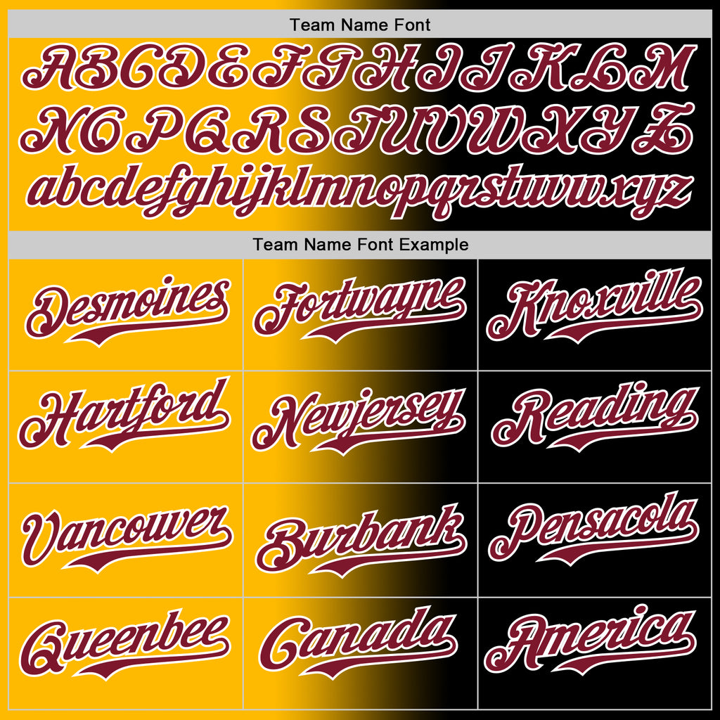 Custom Black Crimson Gold-White Authentic Gradient Fashion Baseball Jersey