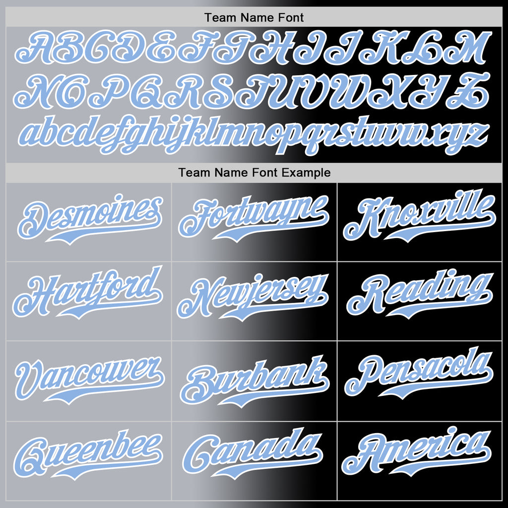 Custom Black Light Blue Gray-White Authentic Gradient Fashion Baseball Jersey