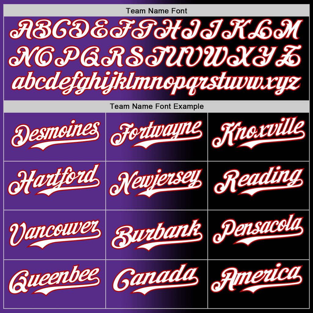 Custom Black White Purple-Red Authentic Gradient Fashion Baseball Jersey