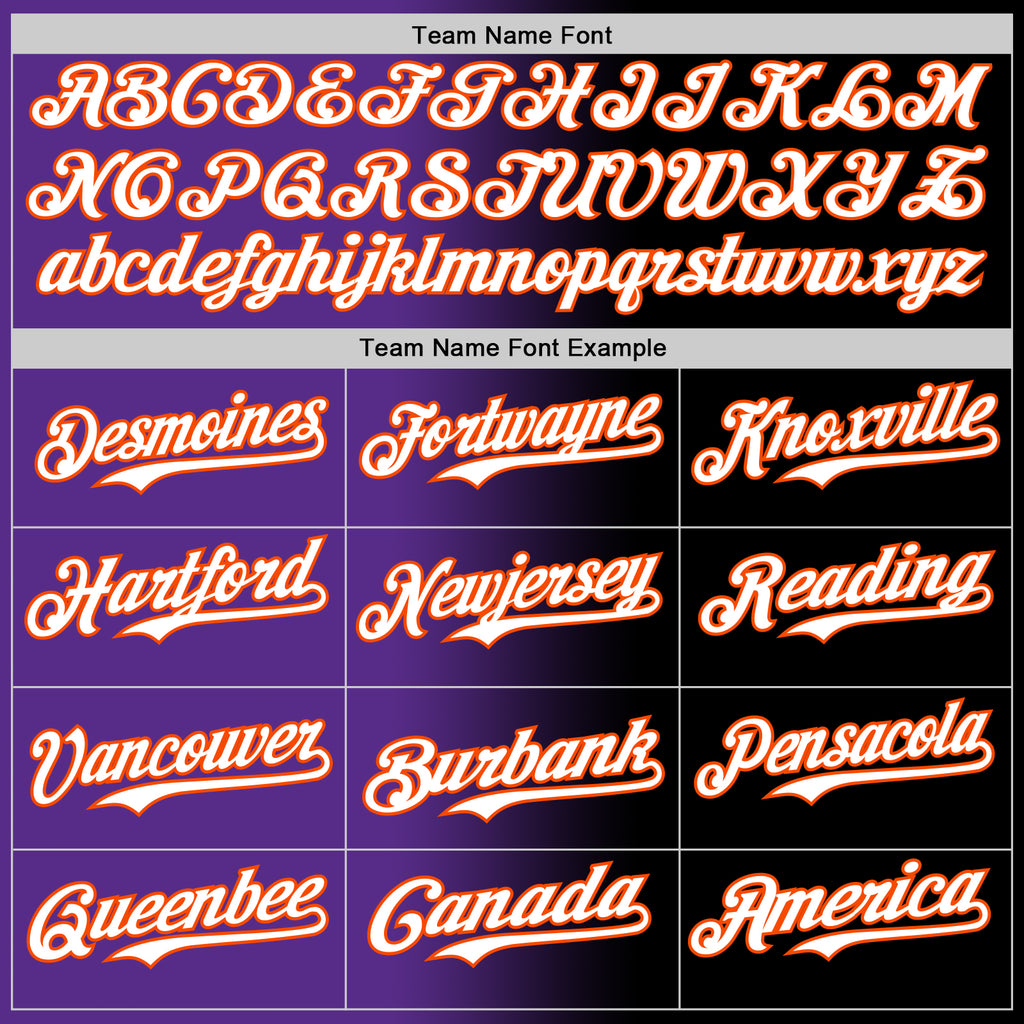 Custom Black White Purple-Orange Authentic Gradient Fashion Baseball Jersey
