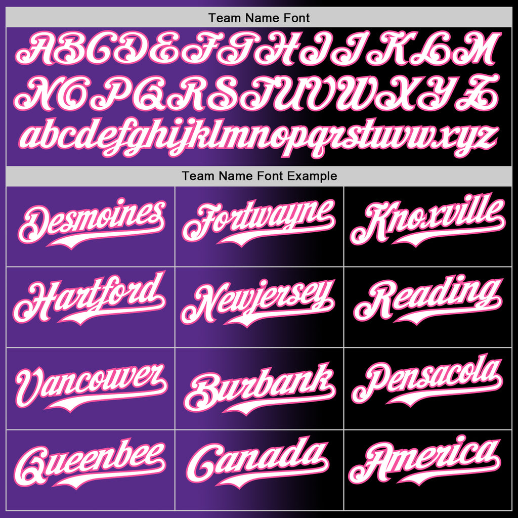 Custom Black White Purple-Pink Authentic Gradient Fashion Baseball Jersey