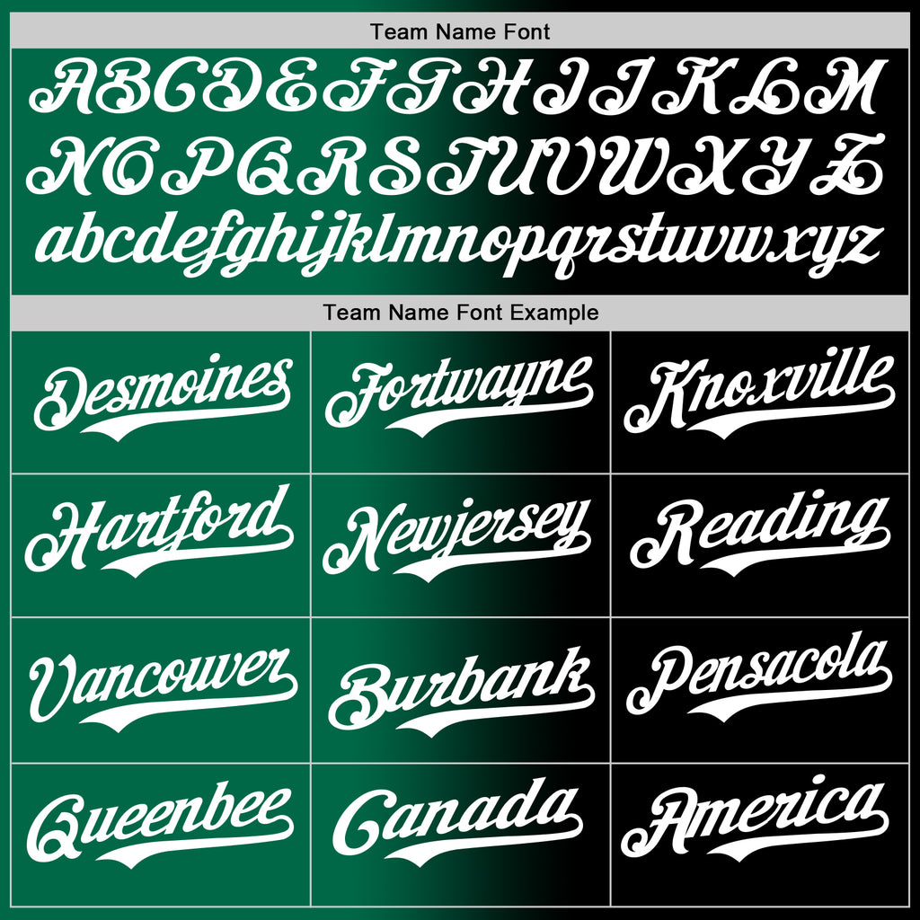 Custom Black White-Kelly Green Authentic Gradient Fashion Baseball Jersey