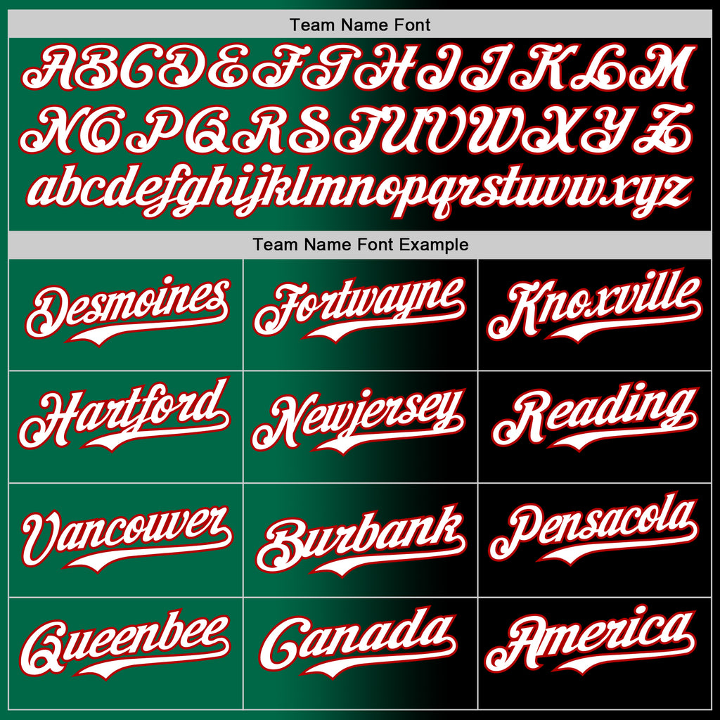 Custom Black White Kelly Green-Red Authentic Gradient Fashion Baseball Jersey