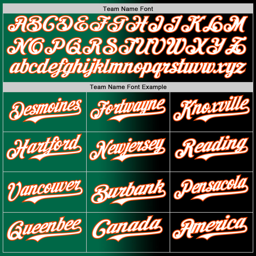 Custom Black White Kelly Green-Orange Authentic Gradient Fashion Baseball Jersey