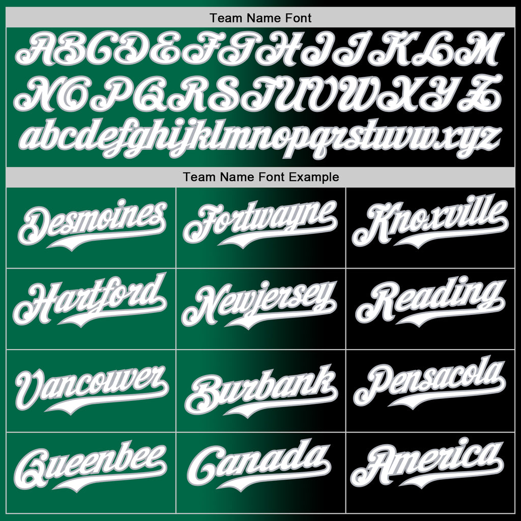 Custom Black White Kelly Green-Gray Authentic Gradient Fashion Baseball Jersey
