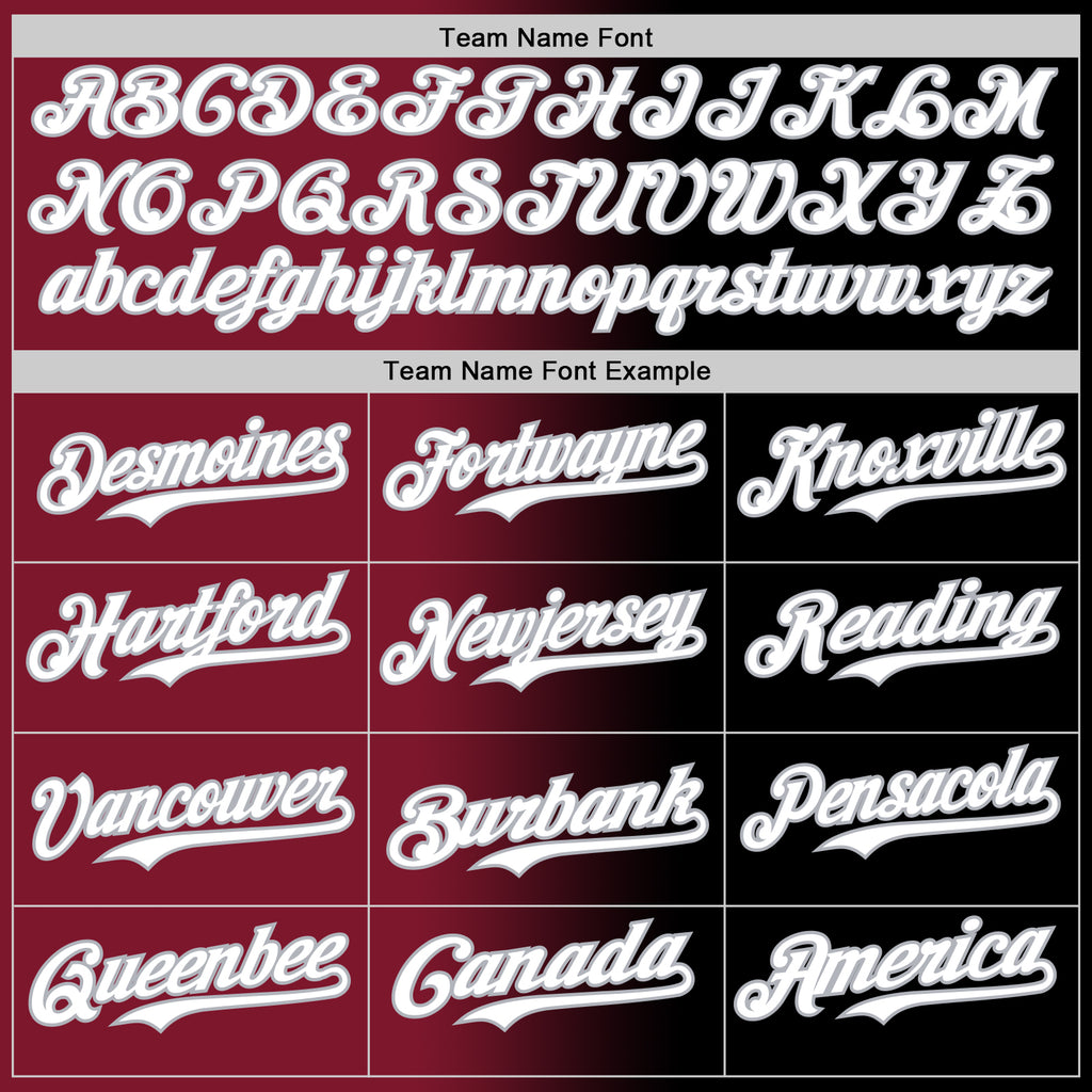 Custom Black White Crimson-Gray Authentic Gradient Fashion Baseball Jersey