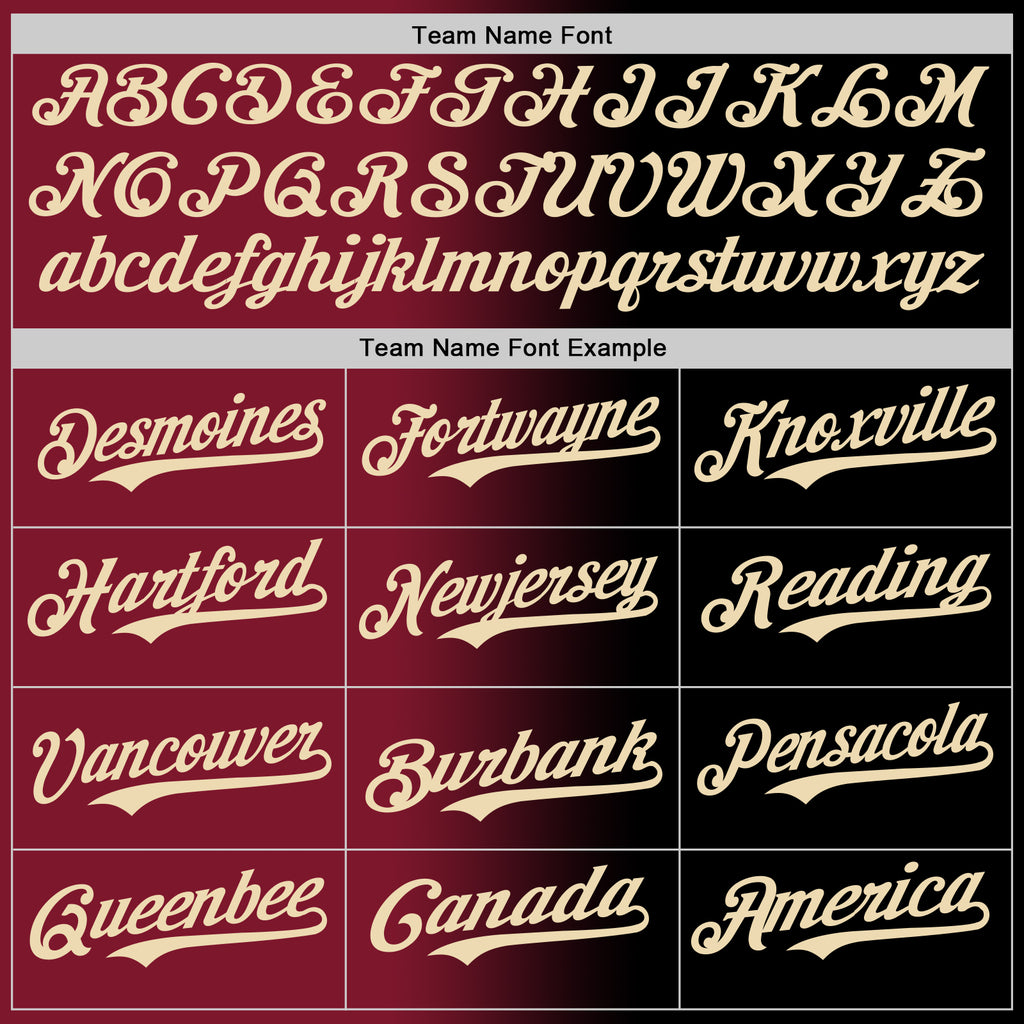 Custom Black Cream-Crimson Authentic Gradient Fashion Baseball Jersey