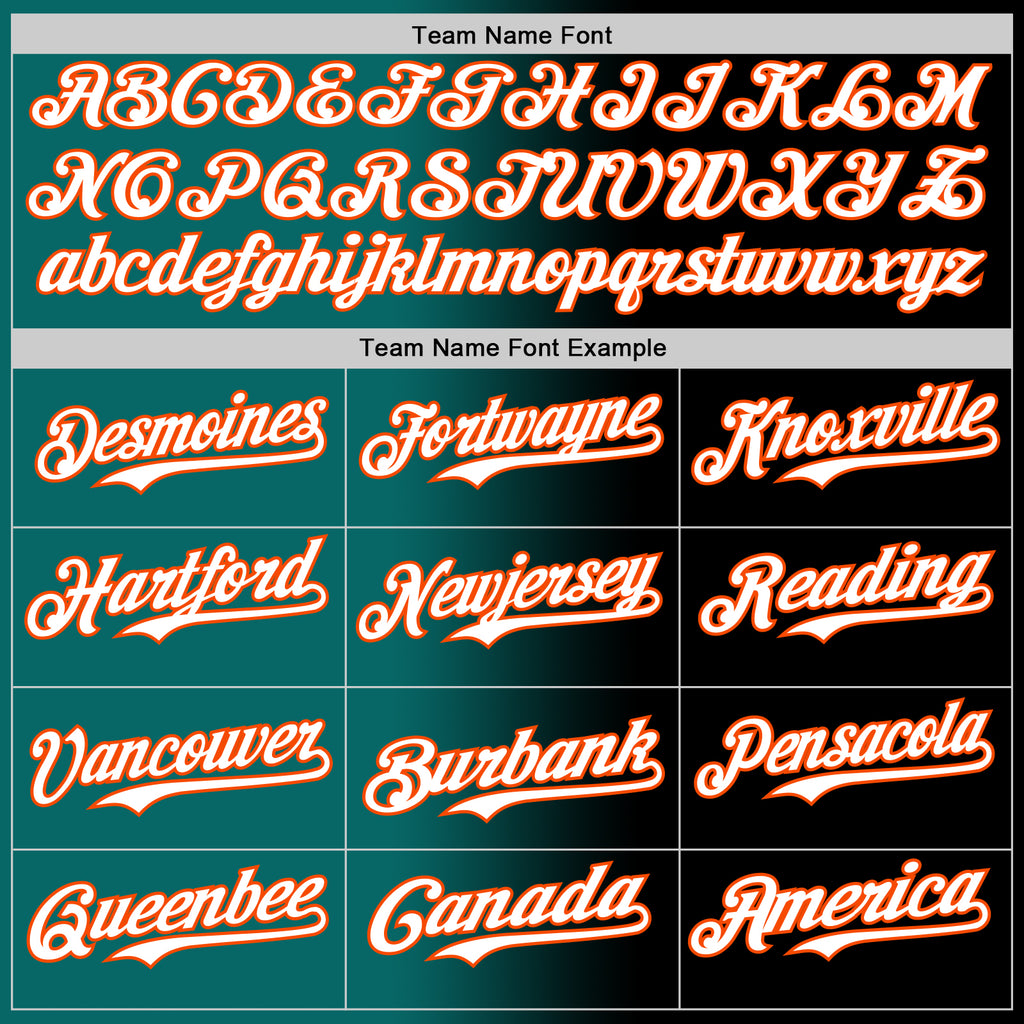 Custom Black White Teal-Orange Authentic Gradient Fashion Baseball Jersey