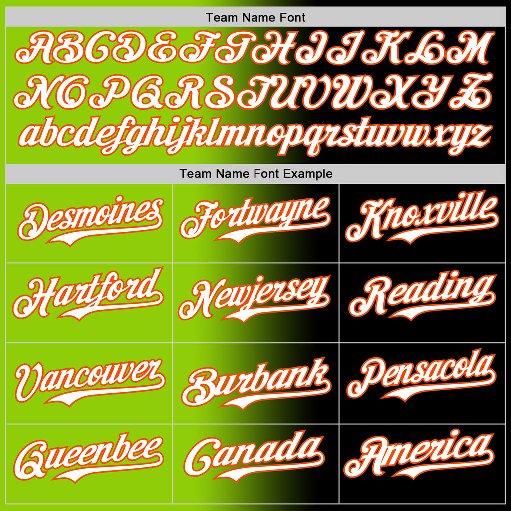 Custom Black White Neon Green-Orange Authentic Gradient Fashion Baseball Jersey