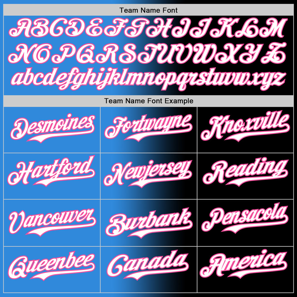 Custom Black White Electric Blue-Pink Authentic Gradient Fashion Baseball Jersey
