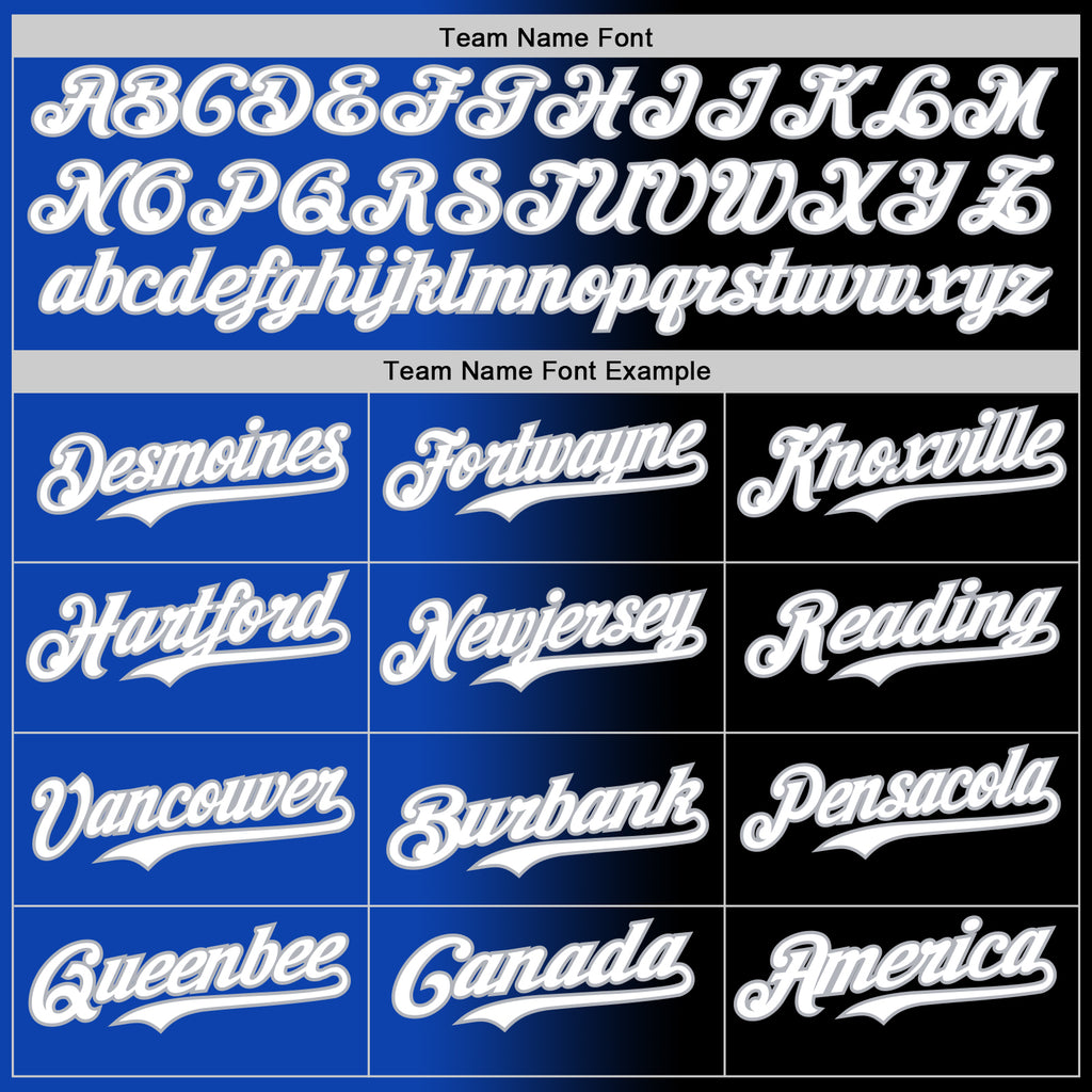 Custom Black White Thunder Blue-Gray Authentic Gradient Fashion Baseball Jersey