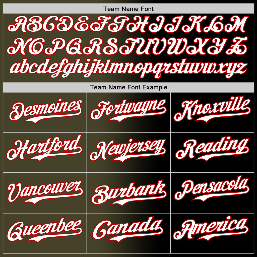 Custom Black White Olive-Red Authentic Gradient Fashion Baseball Jersey