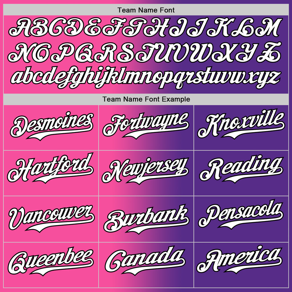Custom Purple White Pink-Black Authentic Gradient Fashion Baseball Jersey