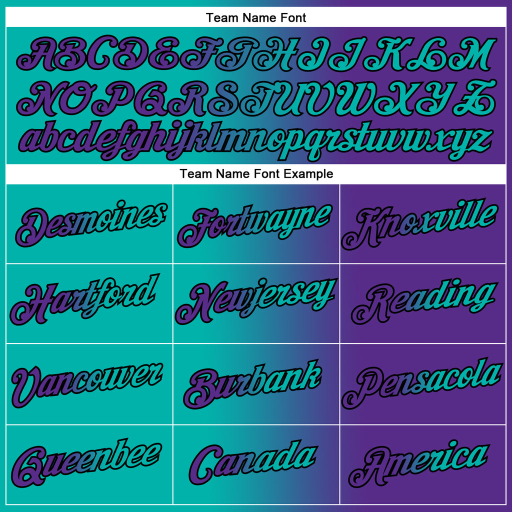 Custom Purple Aqua-Black Gradient Fashion Performance T-Shirt