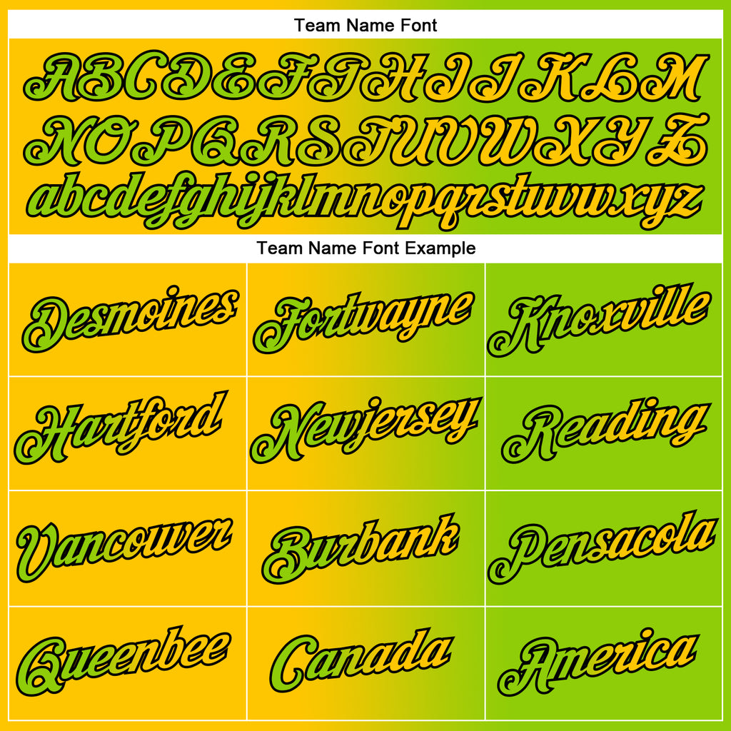 Custom Neon Green Yellow-Black Gradient Fashion Performance T-Shirt
