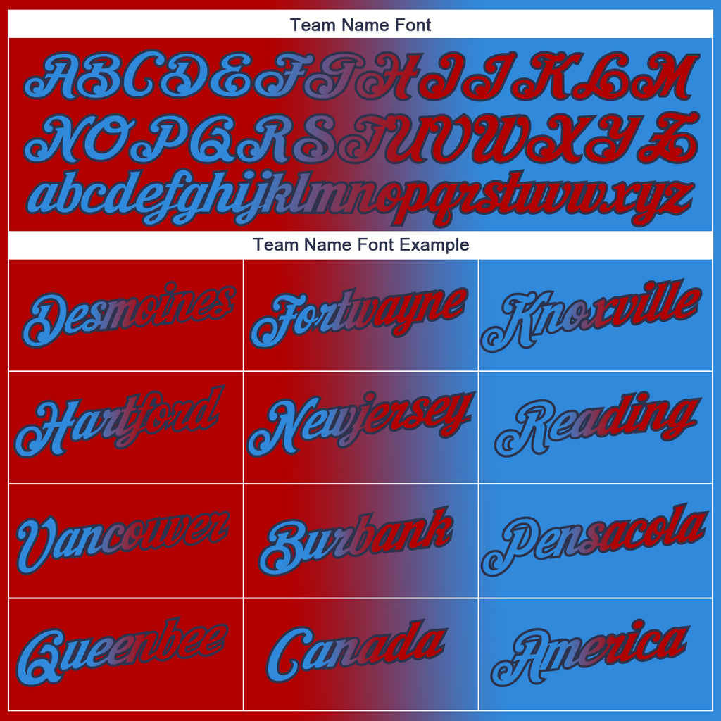 Custom Powder Blue Red-Navy Gradient Fashion Performance T-Shirt