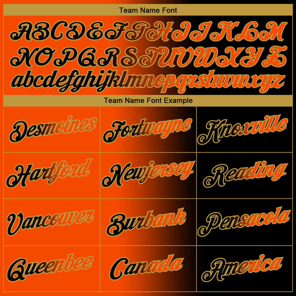 Custom Black Orange-Old Gold Gradient Fashion Performance T-Shirt